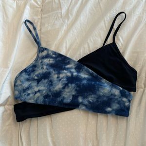 Abercrombie Kids wrap swim top in navy & blue tie dye